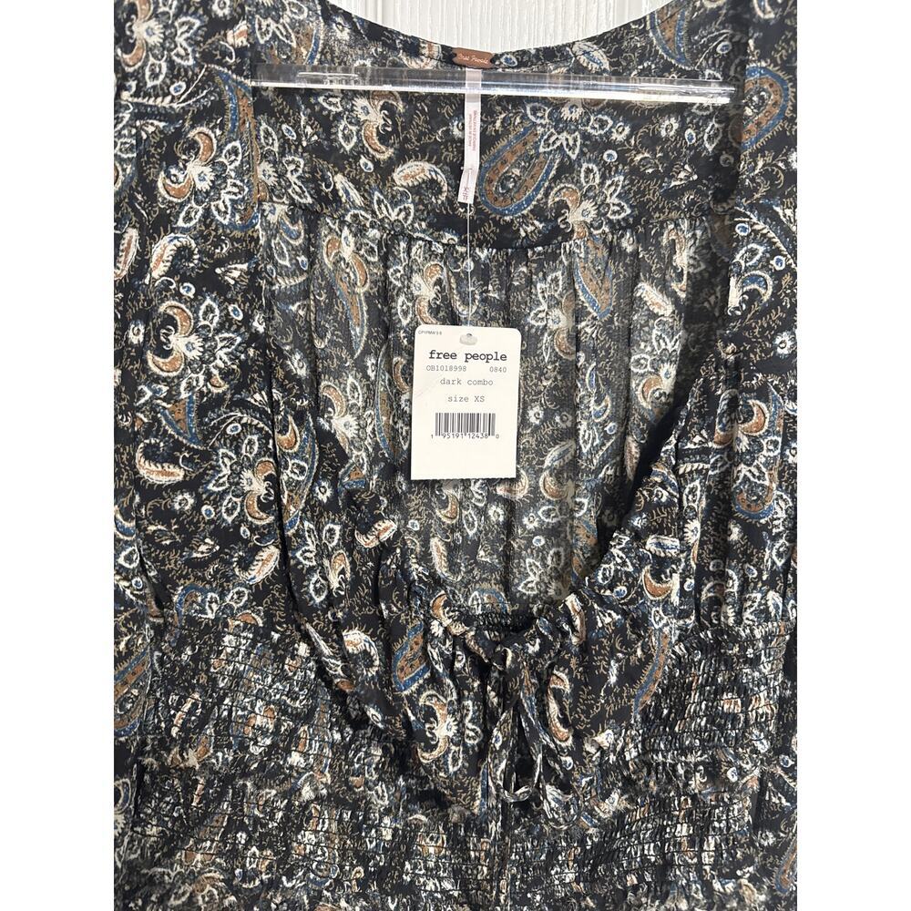Free People NWT Lolita Peasant Blouse Top Floral Combo Size XS0 - Picture 3 of 9